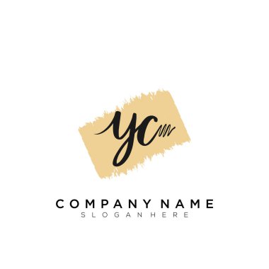 Yc Harfi İmza Logo Şablon Vektörü