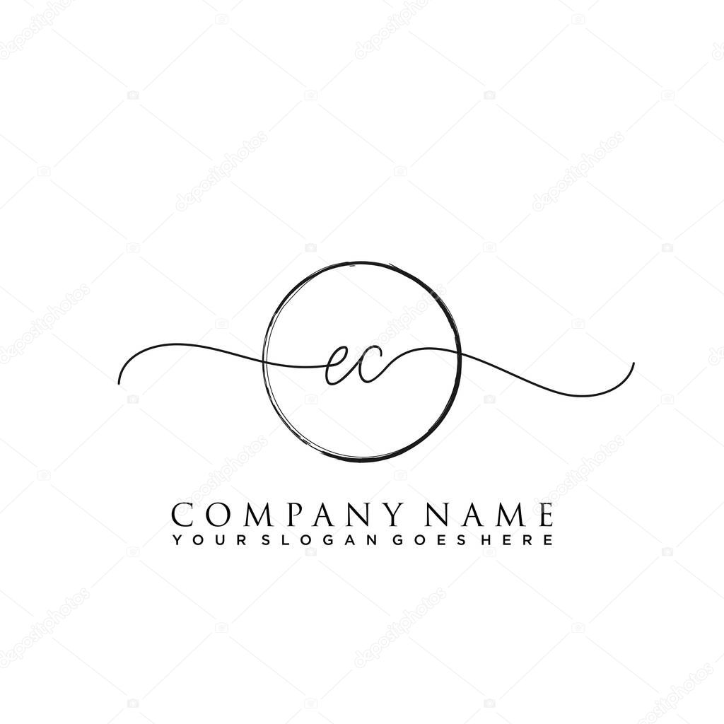Initial letter EC Signature handwriting Logo Vector