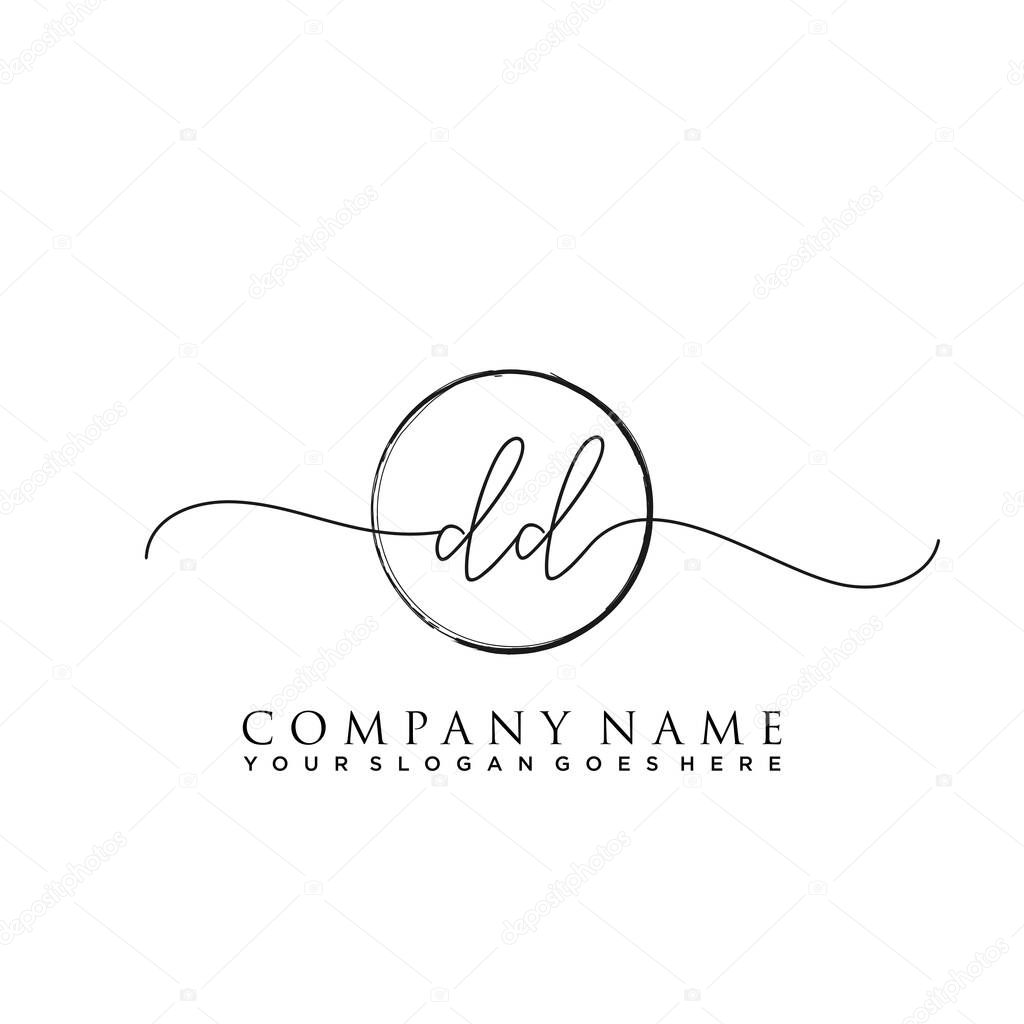 Initial letter DD Signature handwriting Logo Vector