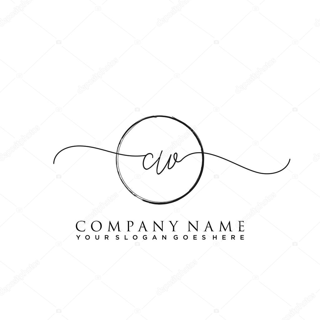 Initial letter CW Signature handwriting Logo Vector
