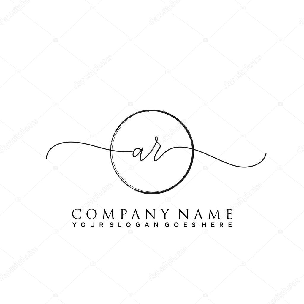 Initial letter QR Signature handwriting Logo Vector
