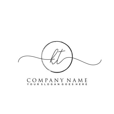 İlk harf KT İmza El yazısı Logo Vektörü