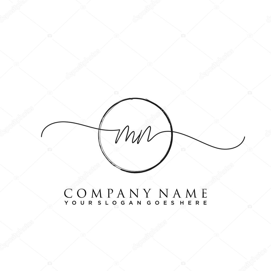 Initial letter MN Signature handwriting Logo Vector