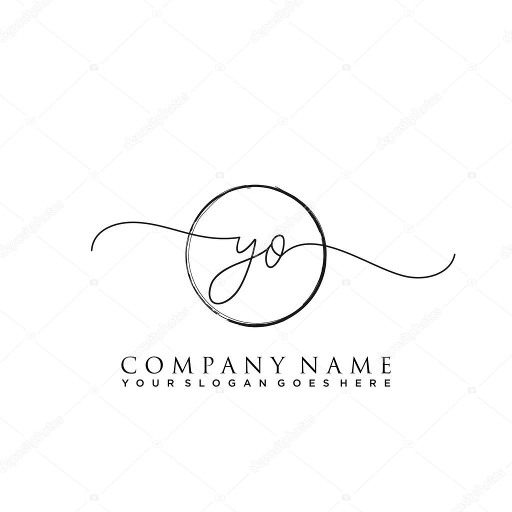 Initial letter YO Signature handwriting Logo Vector