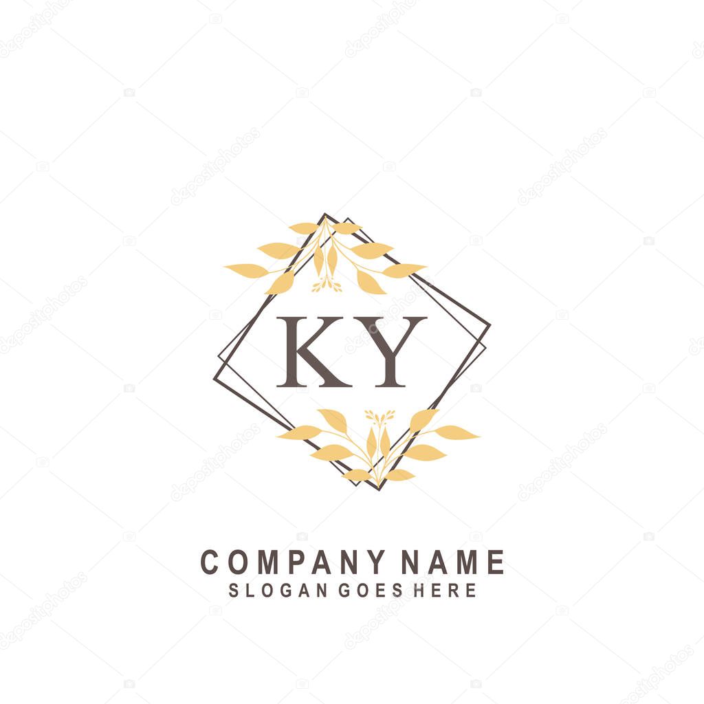 Initial letter KY beauty handwriting signature logo vector