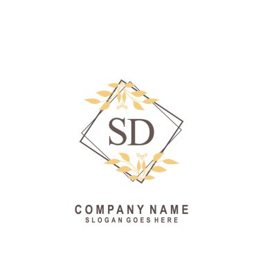 İlk harf SD güzellik el yazısı imza logo vektörü