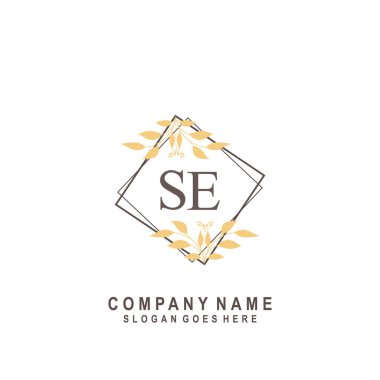 ilk harf SE güzellik el yazısı imza logo vektörü