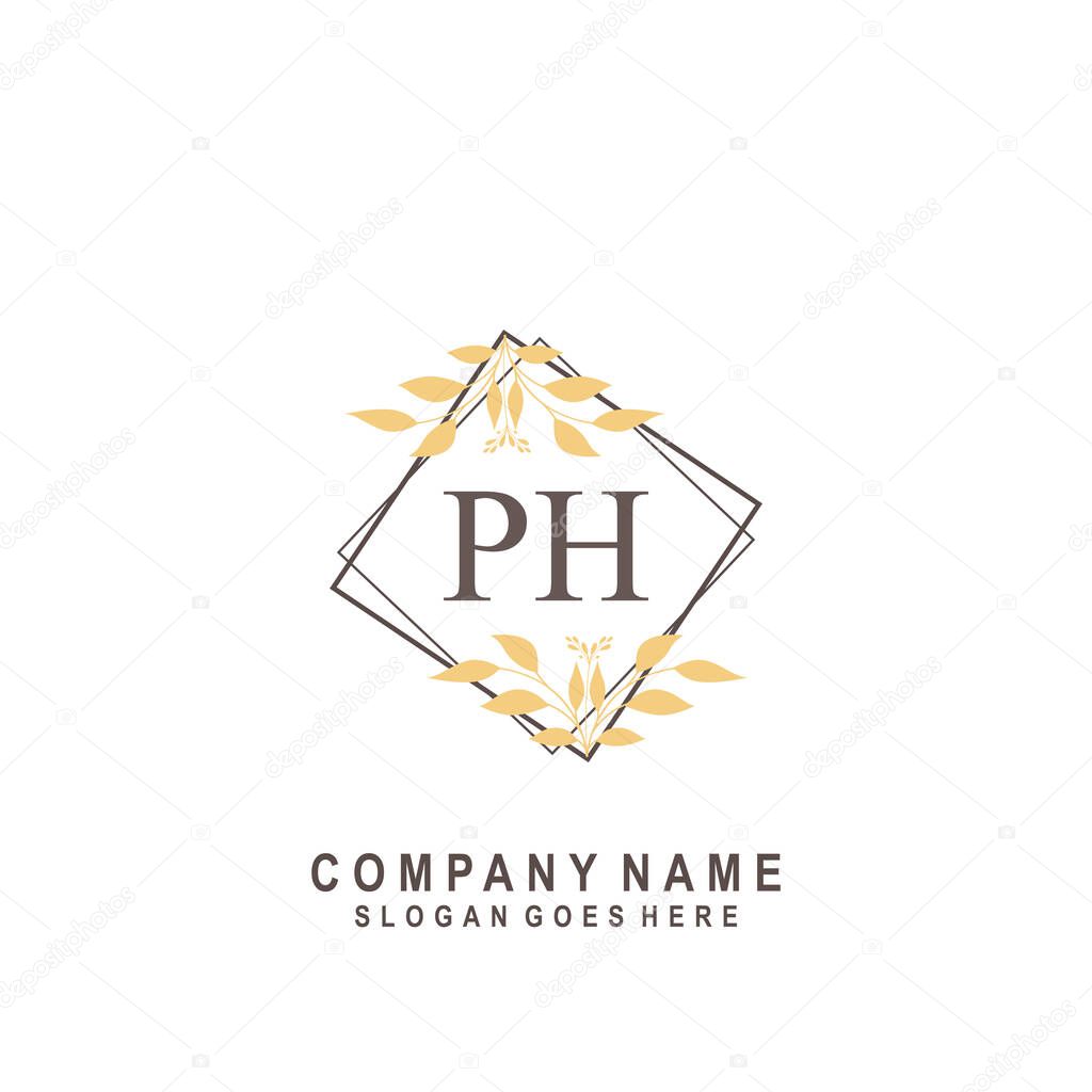 Initial letter PH beauty handwriting signature logo vector