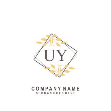 İlk harf UY güzellik el yazısı imza logo vektörü