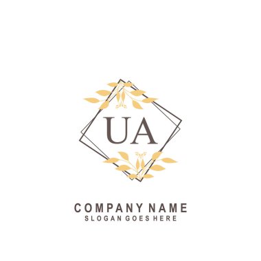 İlk harf UA güzellik el yazısı imza logo vektörü