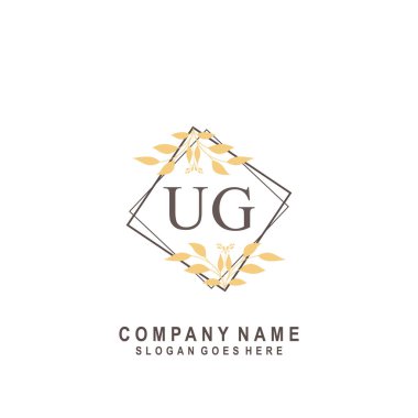 İlk harf UG güzellik el yazısı imza logo vektörü