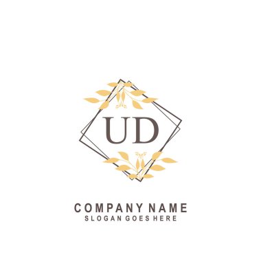 İlk harf UD güzellik el yazısı imza logo vektörü