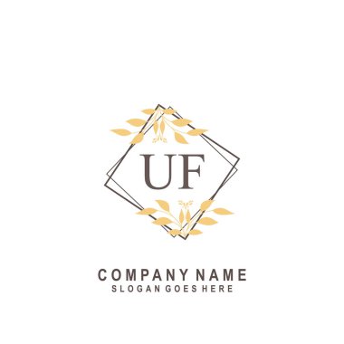 İlk harf UF güzellik el yazısı imza logo vektörü