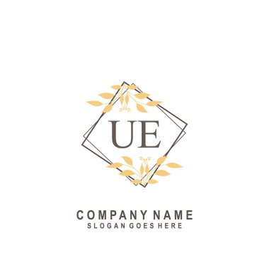 İlk harf UE güzellik el yazısı imza logo vektörü