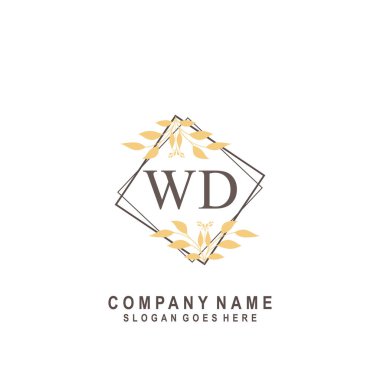 İlk harf WD güzellik el yazısı imza logo vektörü