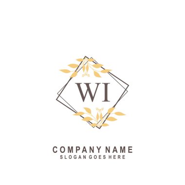 İlk harf WI güzellik el yazısı imza logo vektörü