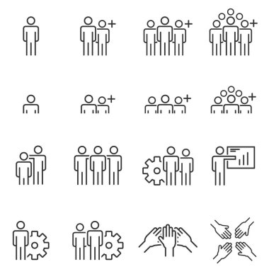 People Icons Line çalışma grubu Takım Vektörü
