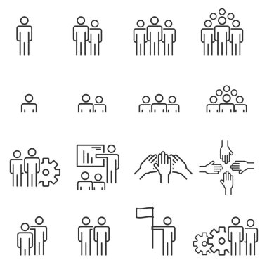 People Icons Line Work Group Team Vector clipart