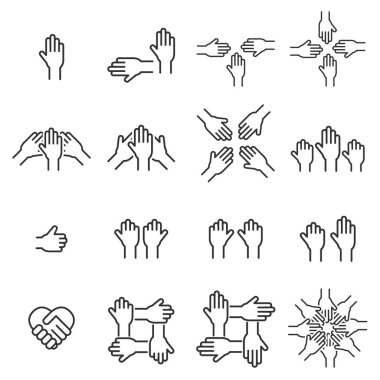 El vektör simgesi, basit doğrusal piktogram, kavram dostluk iş takım