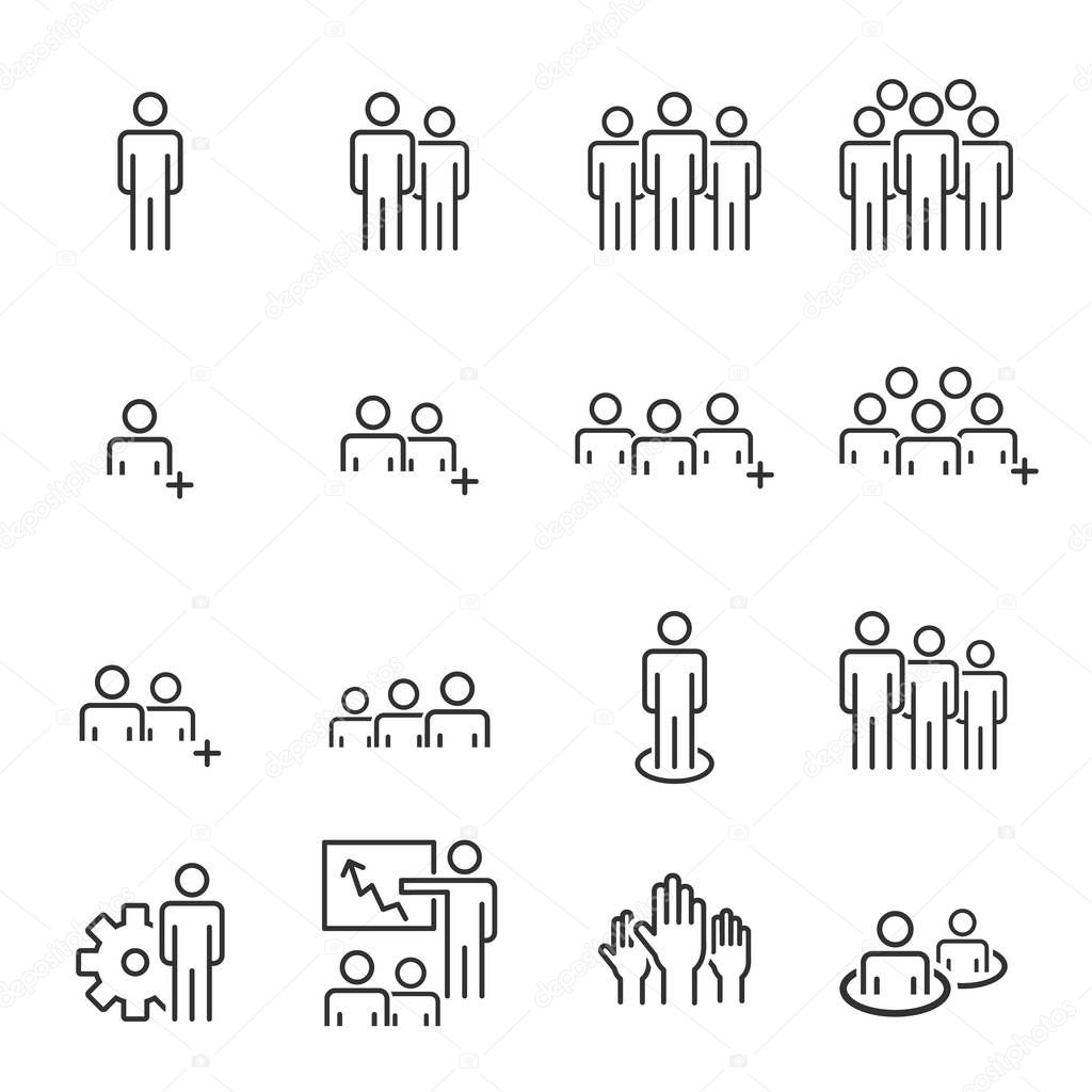 People Icons Line Work Group Team Vector