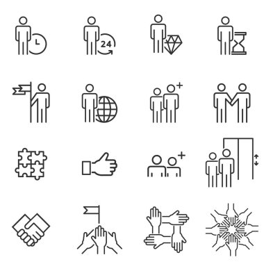 People Icons Line çalışma grubu Takım Vektörü