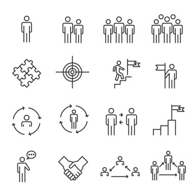 People Icons Line Work Group Team Vector clipart