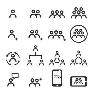 İnsanlar Simgeler Çalışma Grubu Ekibi, Persons Crowd Symbol Perfect Design Basit Set Web sitesinde Kullanmak Için Infographics Raporu, Katı Vektör İllüstrasyon 