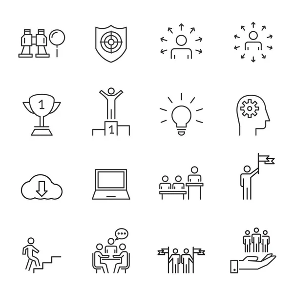 İnsanlar iş vektör hat simgeler, çalışma grubu ekibi, iş başarı toplantı iletişim.