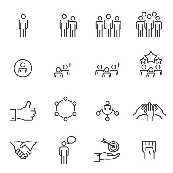 사람들 Icons Line Work Group Team Vector — 스톡 벡터