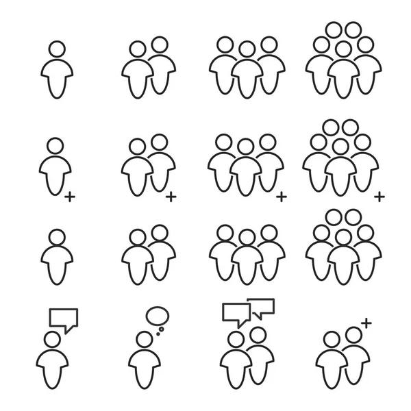 Люди Іконки Лінії Роботи Група Команда Вектор — стоковий вектор