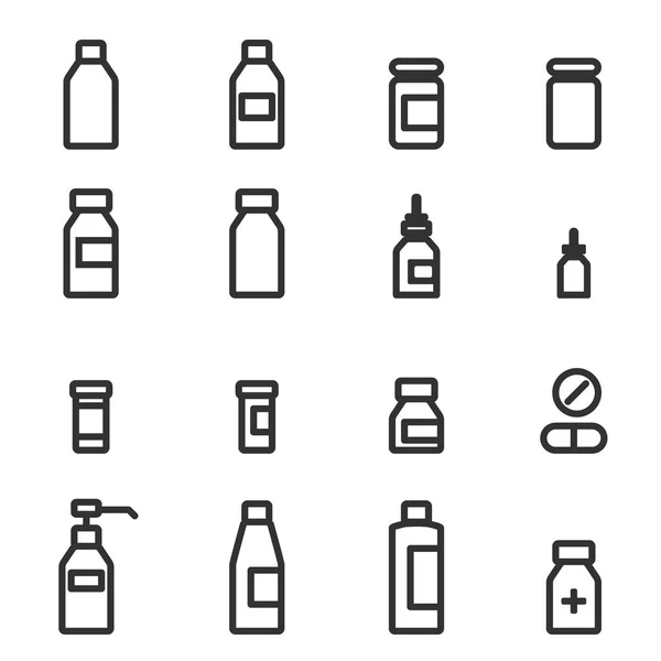 Icono Medicina Botellas Vector Ilustración — Vector de stock
