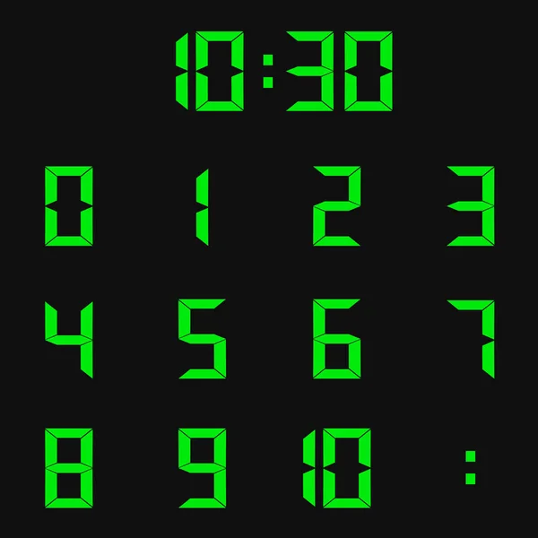 Elektroniska Siffror Siffror För Digital Klocka Och Elektroniska Apparater Vektor — Stock vektor