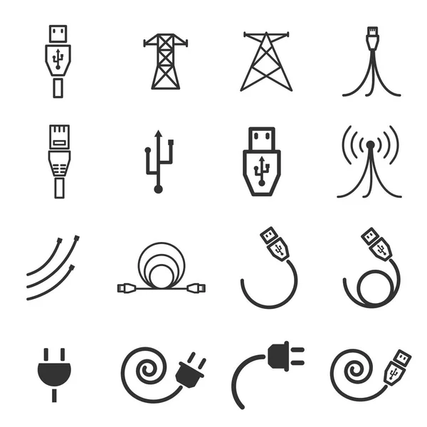 Kabel Iconen Vector Illustratie — Stockvector