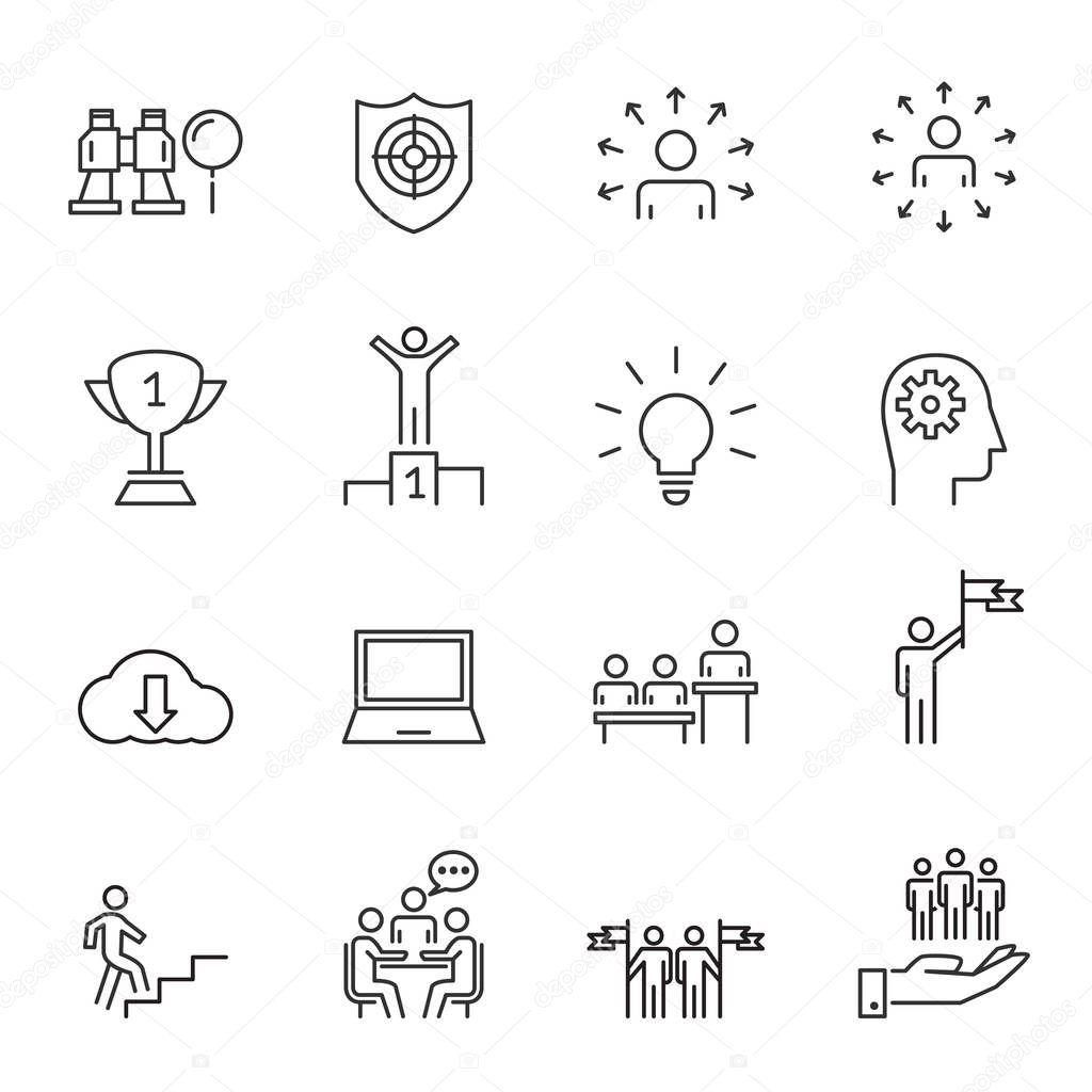 People Business Vector Line Icons ,Work Group Team , Business Success Meeting Communication.