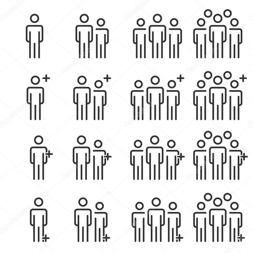 People Icons Line Work Group Team Vector