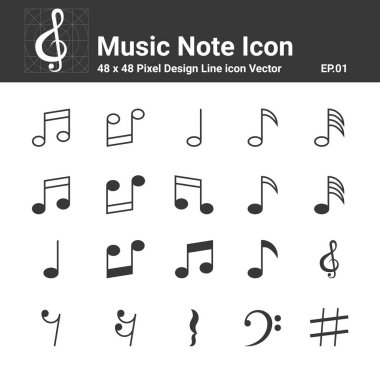 Music Note Simge Vektörü, Web sitesi Bilgisel Logo Raporu, Vektör illüstrasyonunda Kullanmak için Sembol Mükemmel Tasarım Basit Seti 