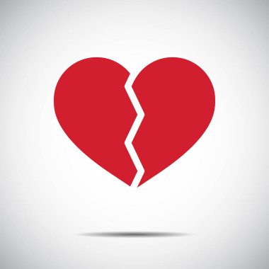 Kalp Kırmızısı Simge Vektörü, Kalbi Kırık, Aşk Sembolü  