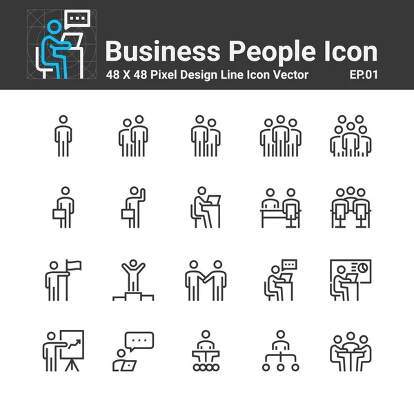 Iconos Gente Negocios Símbolo Diseño Perfecto Conjunto Simple Para Usar — Vector de stock