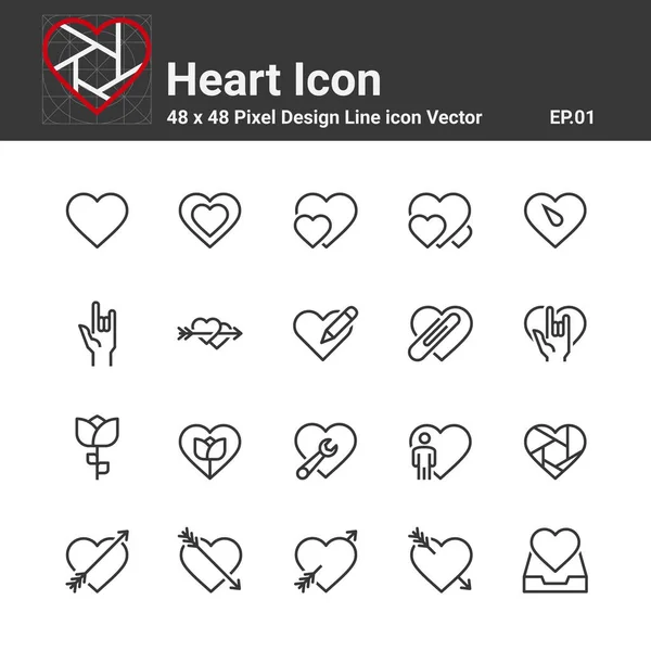 Vector Iconos Corazón Símbolo Diseño Perfecto Conjunto Simple Para Usar — Vector de stock