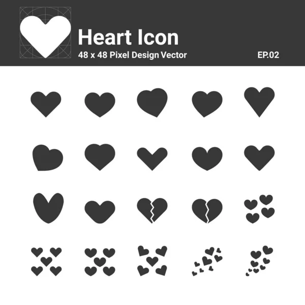 Vector Iconos Del Corazón Diseño Perfecto Del Símbolo Sistema Simple — Vector de stock