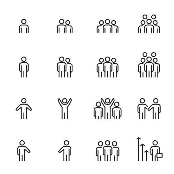 Set Iconos Vector Personas Multitud Empresario Trabajo Equipo — Vector de stock