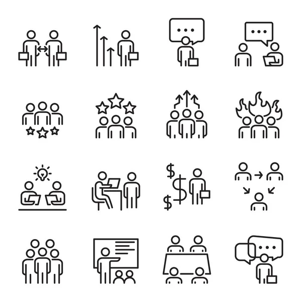 People Icons Vector Line Set, Toplantı, Takım Yapısı, Grup, İş, Perso