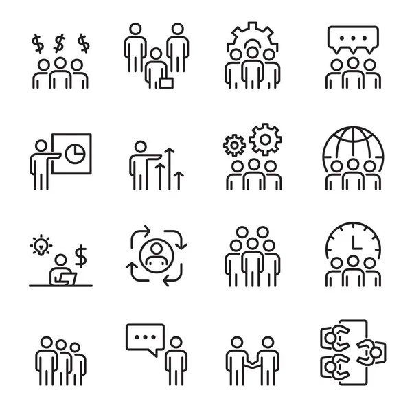 People Icons Vector Line Set, Business, Team work, Group, Person, Meetin