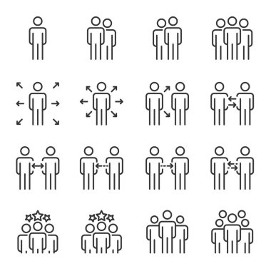 People Icons Line Çalışma Grubu Vektörü, İş, İnsan, Takım Çalışması, Toplantı