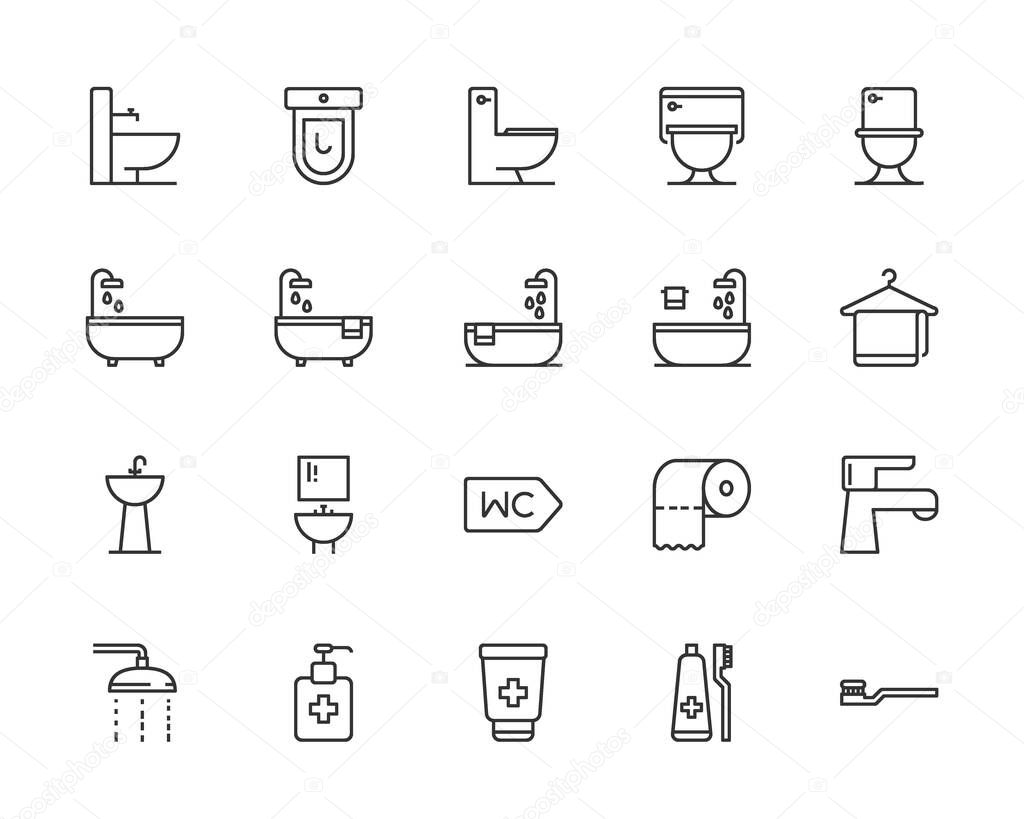 bathroom icons line pixel perfect vector illustration