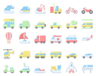 taşıma simgeleri düz vektör illüstrasyonu