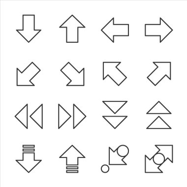 Ok simgeleri imleç modern basit ok vektör çizimini ayarlar