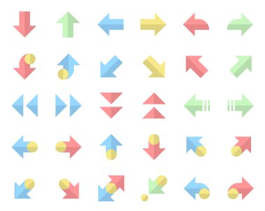 Ok simgeleri düz renk imleç basit ok vektör çizimi