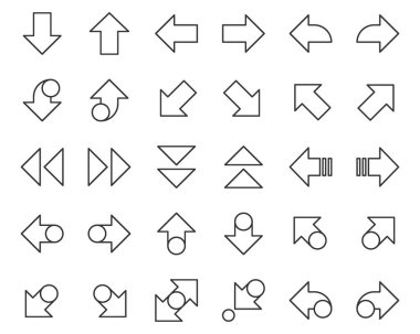 Ok simgeleri imleç modern basit ok vektör çizimini ayarlar