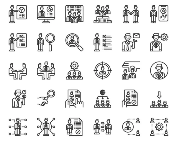 Iconos Gestión Recursos Humanos Vector Personas Negocio Trabajo Equipo — Archivo Imágenes Vectoriales